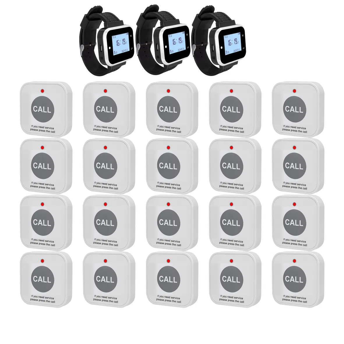 Catel Restaurant Wireless Calling System 3 Watch Receivers 20 Call Buttons