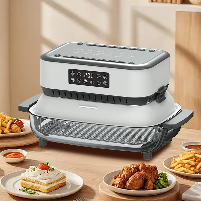 Wholesale Transparent Household Glass Visible Square Touch Screen 8 Preset Digital Air Fryer Grill for Oil Free Meals