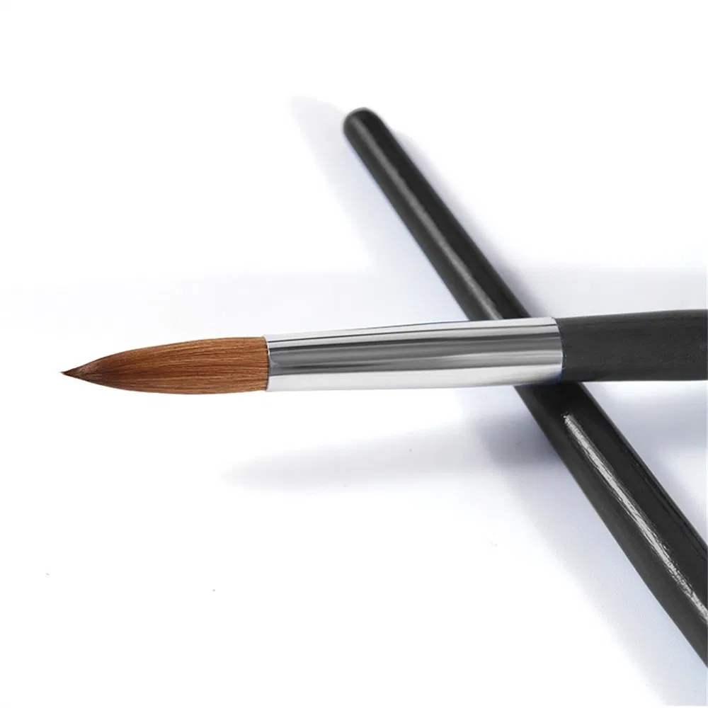 Wholesale Design Custom Logo Soft Thick Personalized Wooden Pure 100% Kolinsky Acrylic Art Nail Brush for Nail Salon