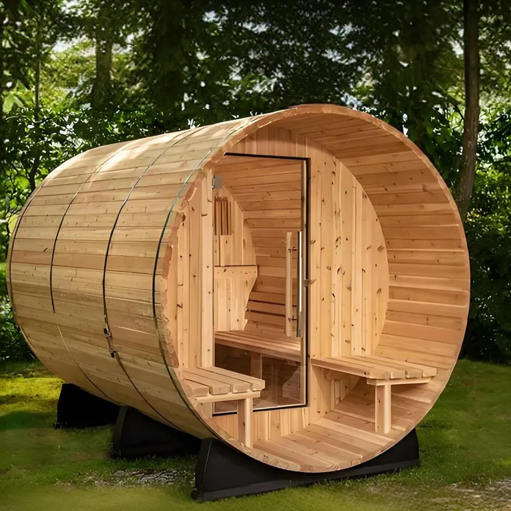 Премиум бочко-сауна для улицы с аксессуарами для релакса