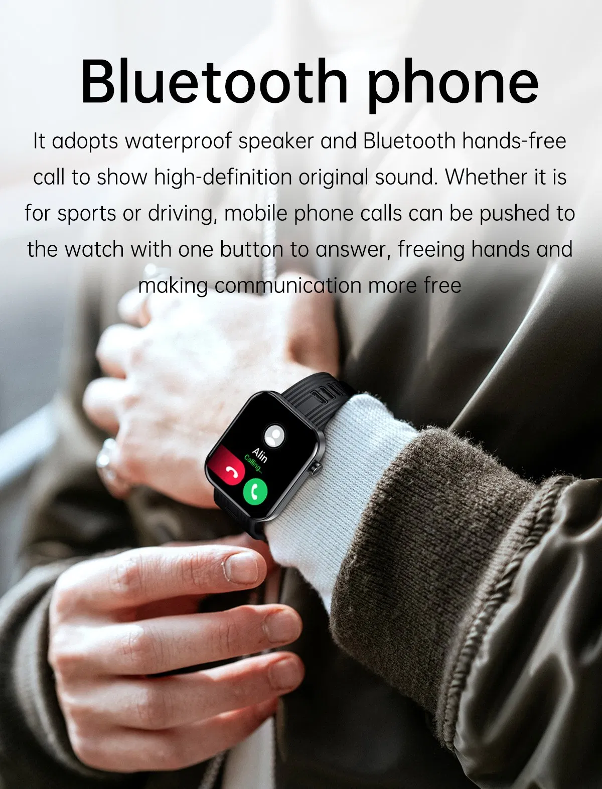 Умный браслет с пульсометром и звонками, 1.96" экран