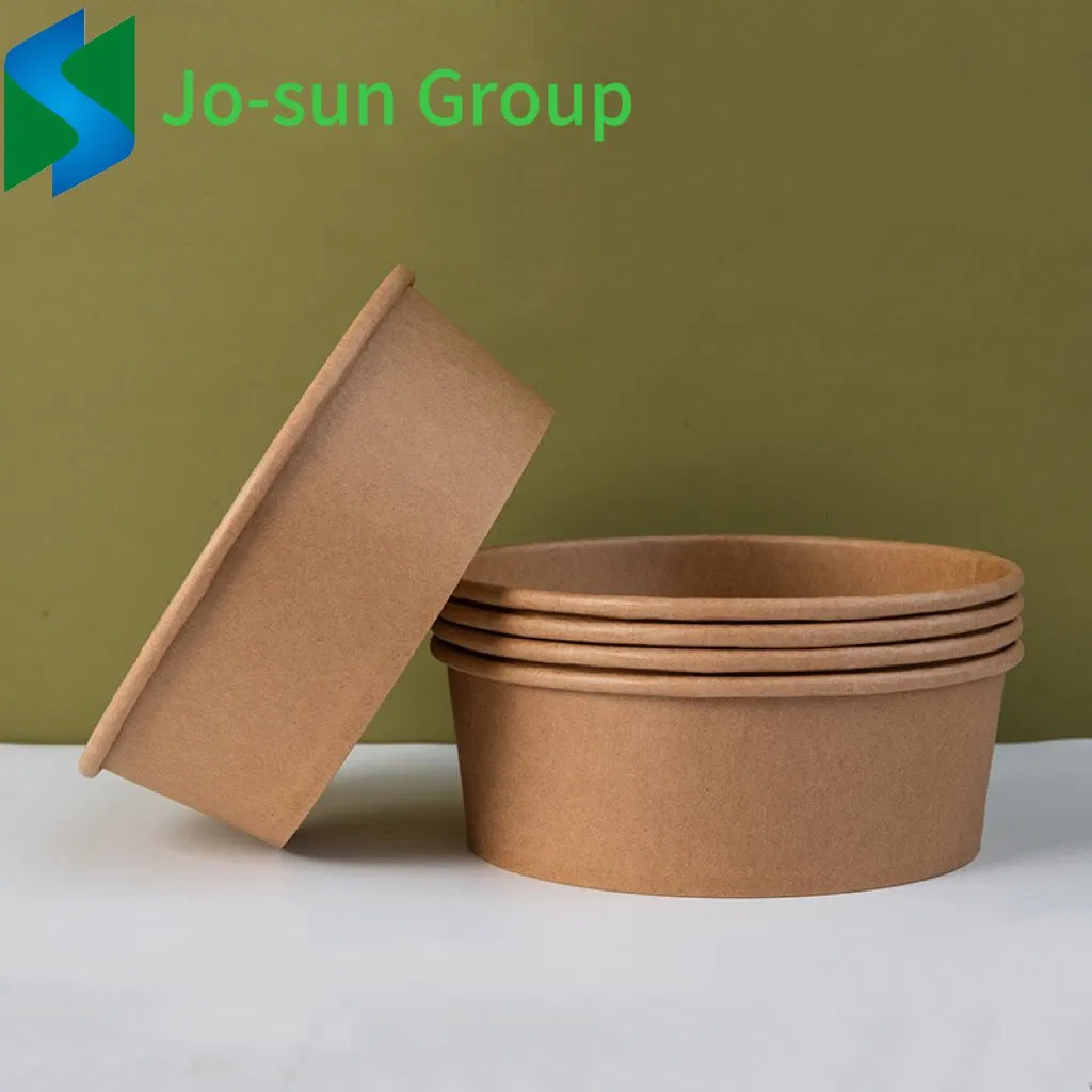 Jo-Sun Hot Sale 32 Oz Disposable Food Container Brown Kraft Paper Bowl Soup Salad Bowl
