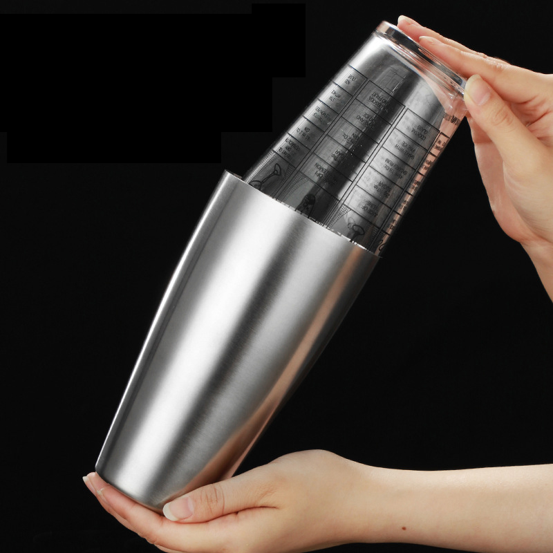 Позолоченный коктейльный шейкер Boston с хрустальным стаканом