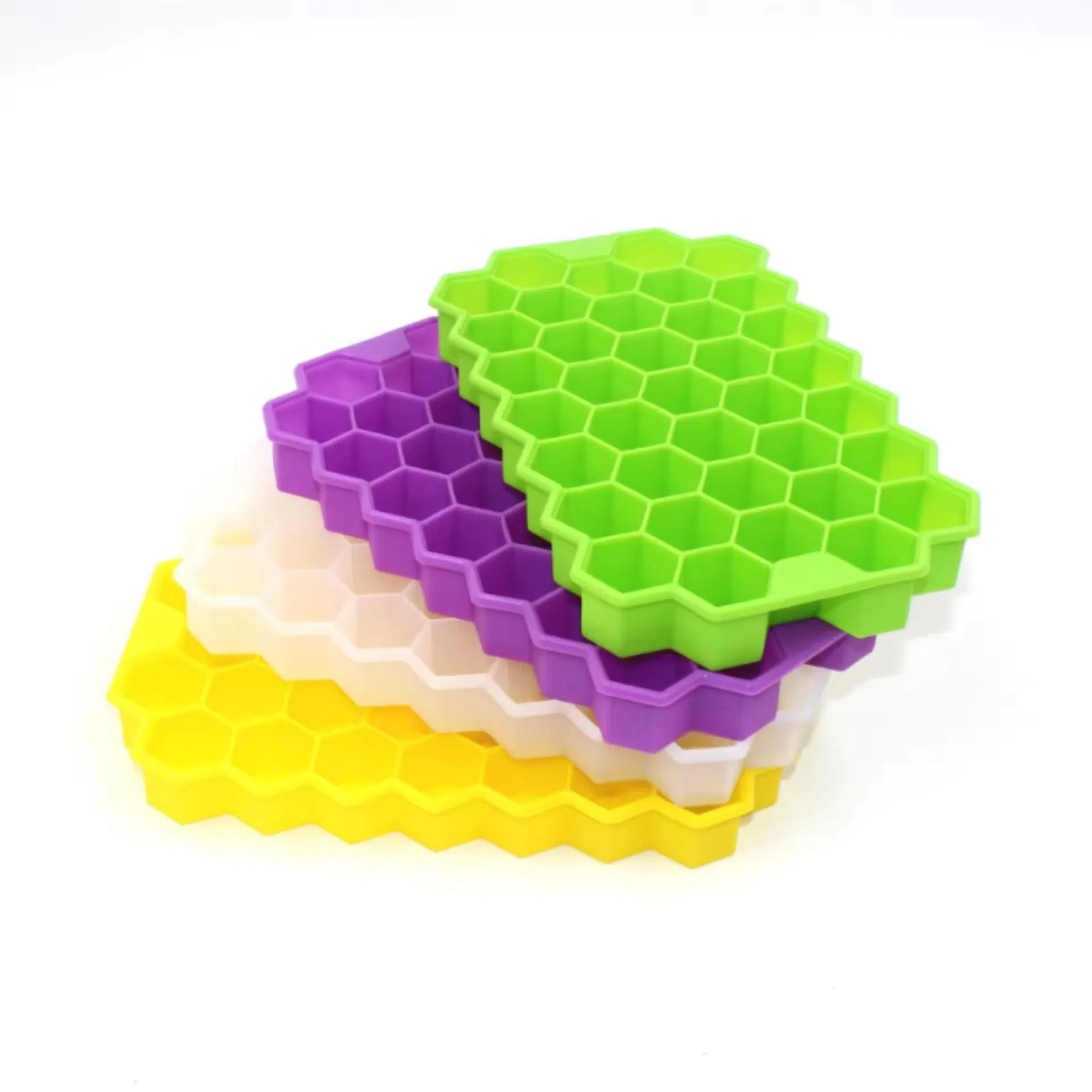 Factory Hot Selling Food Grade Honeycomb Shaped Semi Circular Tray Cube Silicone Ice Mold Kitchenware for Home Use Silicone Ice Cube Trays