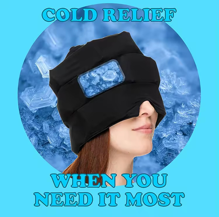 Health Care Suppliers Reusable Cold Therapy Wearable Ice Pack Head Wrap Headache Relief Hat Migraine Cap Mask