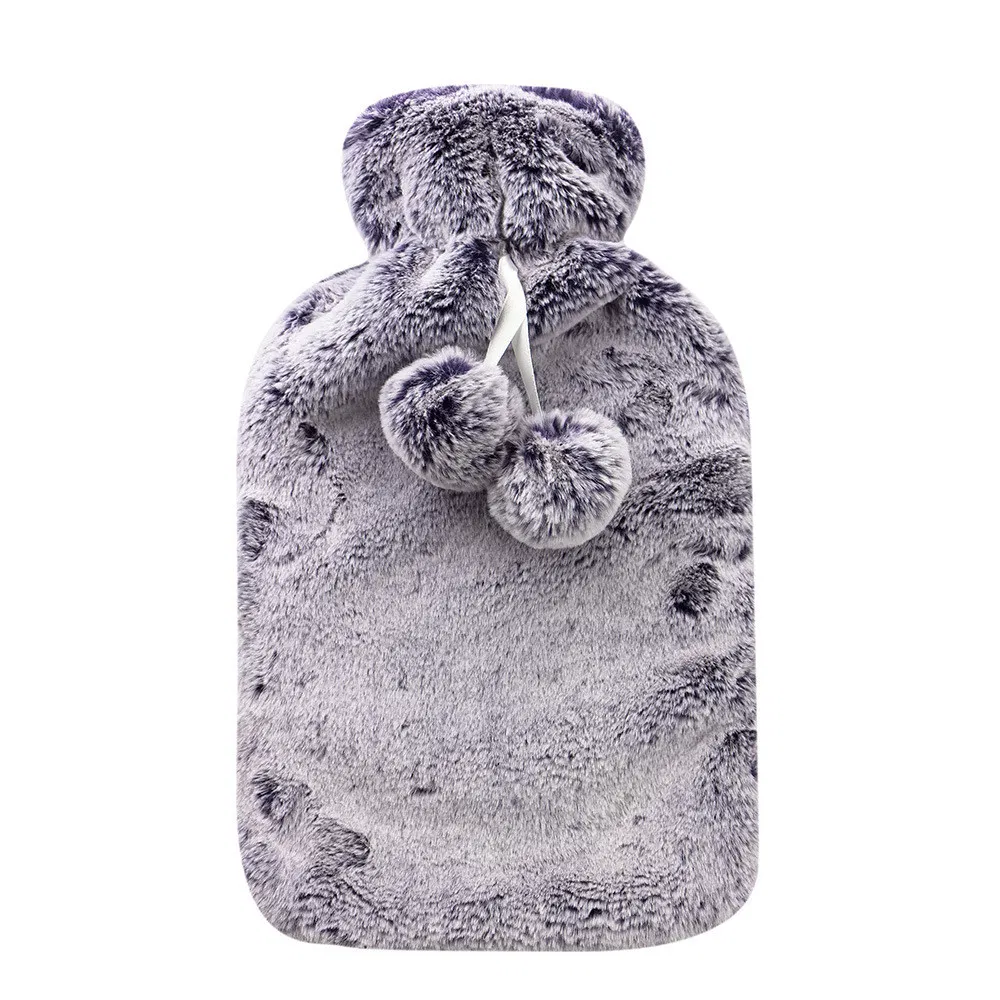 Luxury Faux Fur Rubber 2000ml Hot Water Bottle Bag with Cover