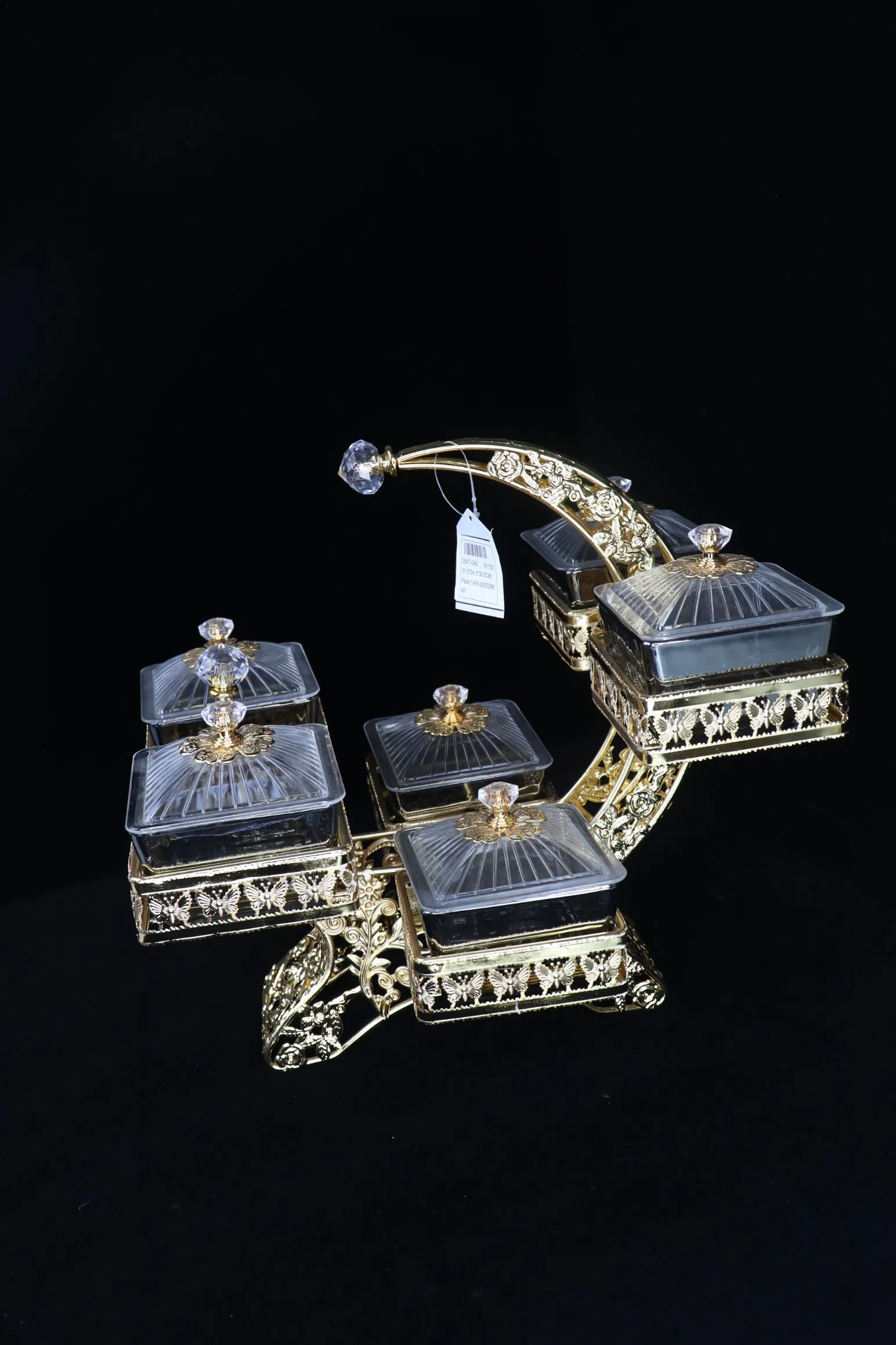 Elegant Glass Jar and Gold-Plated Iron Candy Bowl Decor Set