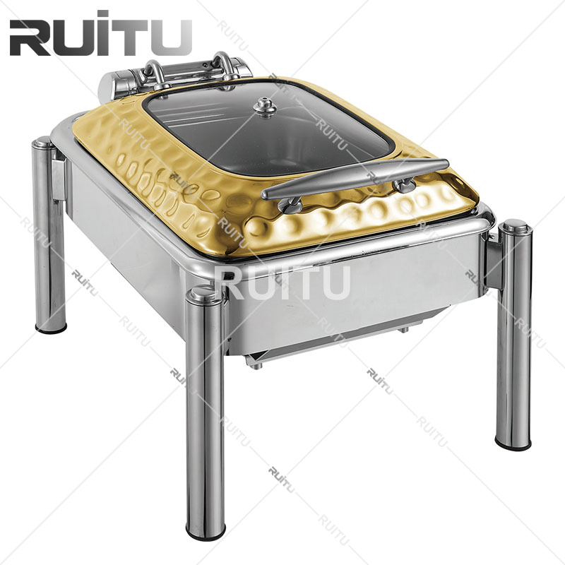 Restaurant Hotel Supply Products Food Warmer Gn Ceramic Pan Chafing Dish Gold Buffet Food Chafer