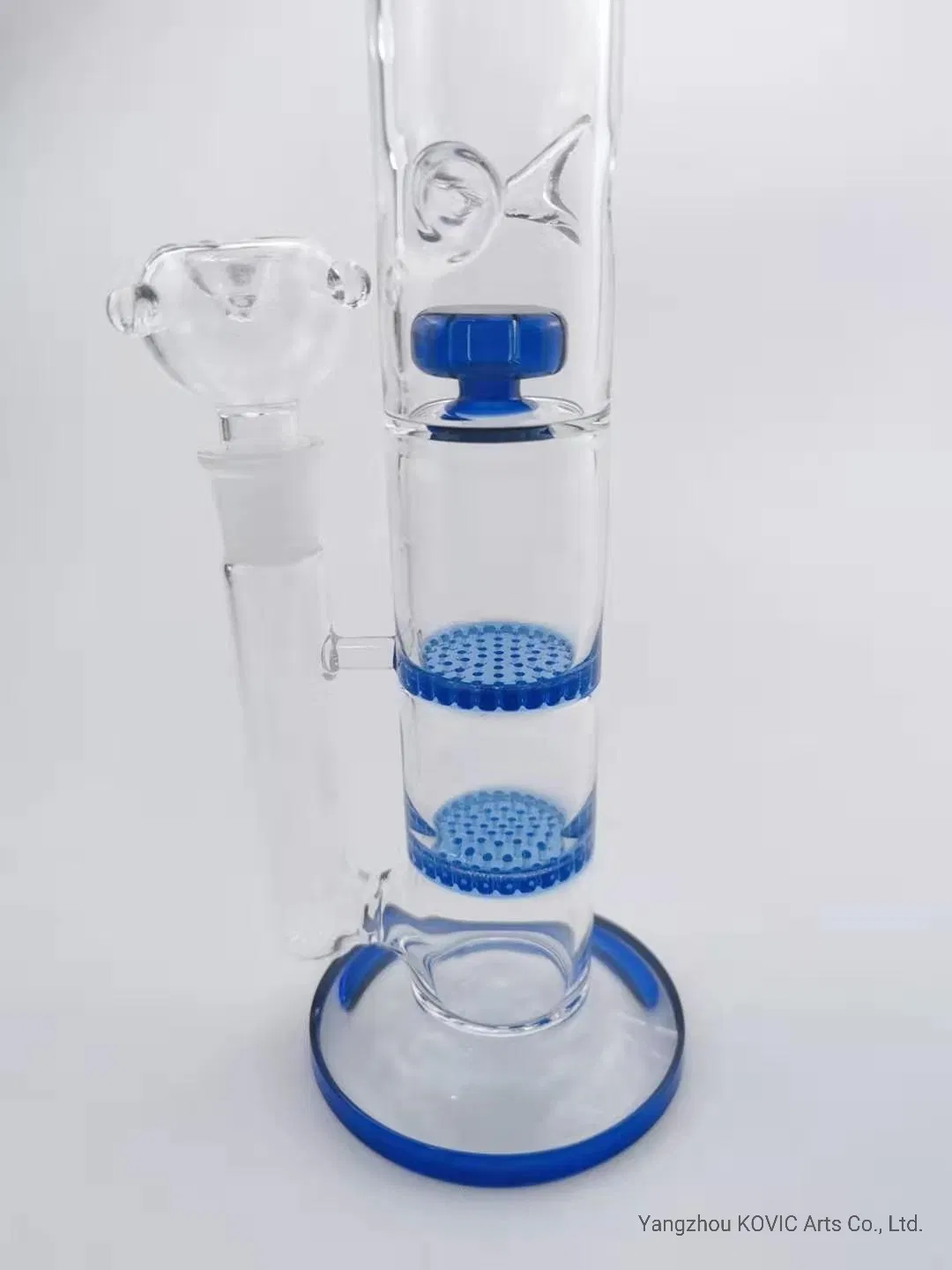Blue Glass Pipes Water Pipes Two Honey Comb Perk Hookah Shisha