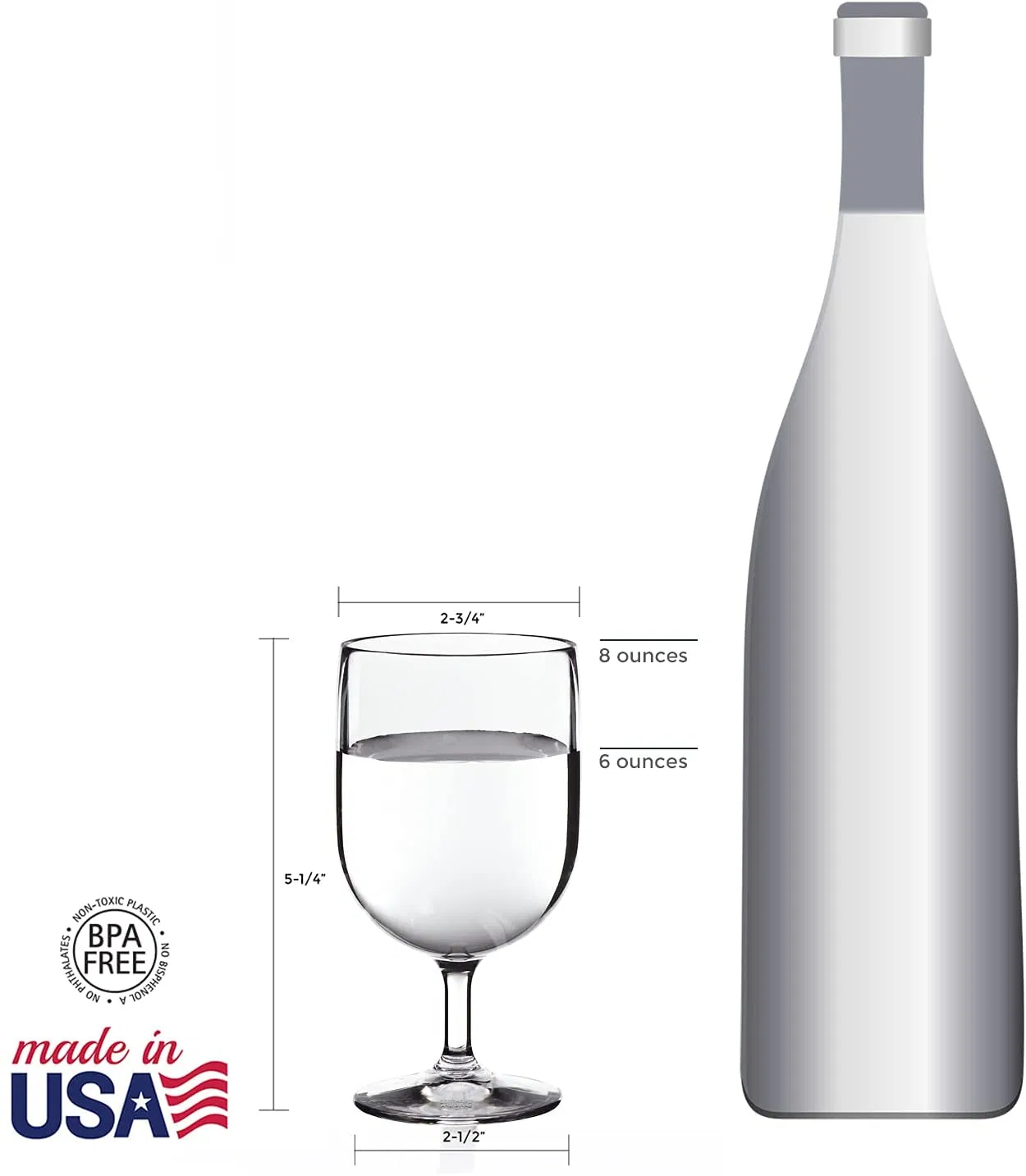 8 Ounce Amazon Wholesale Unbreakable Plastic Short Stemmed Wine Glass for Beringer Vineyards Bernardus Bertani