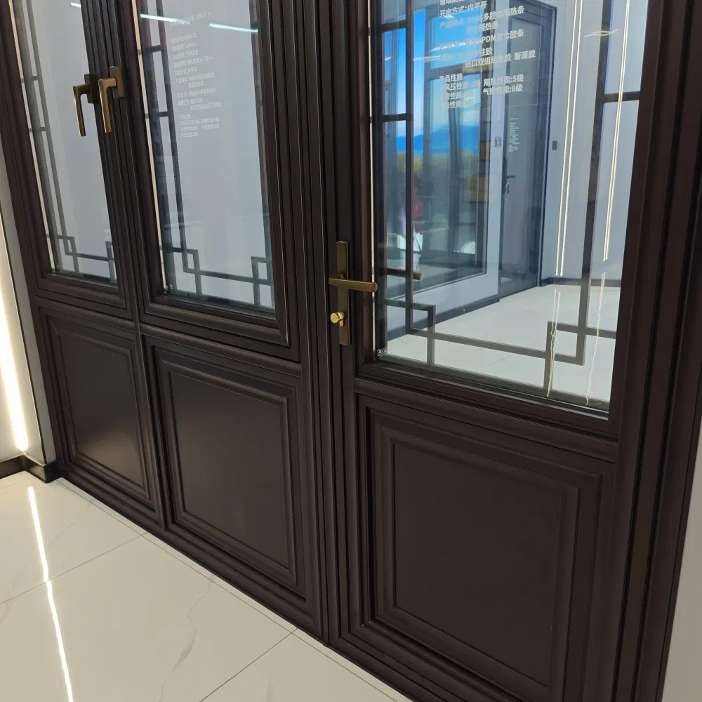 Decorative Oriental Antique Window with Carved Hardwood and Powder Coated Aluminum Structure