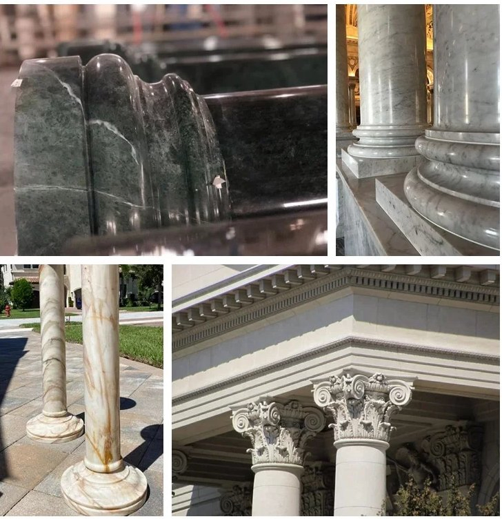 Hand Carved Column Round Roman Gate Pillar Interior Granite Pillar Stone Column