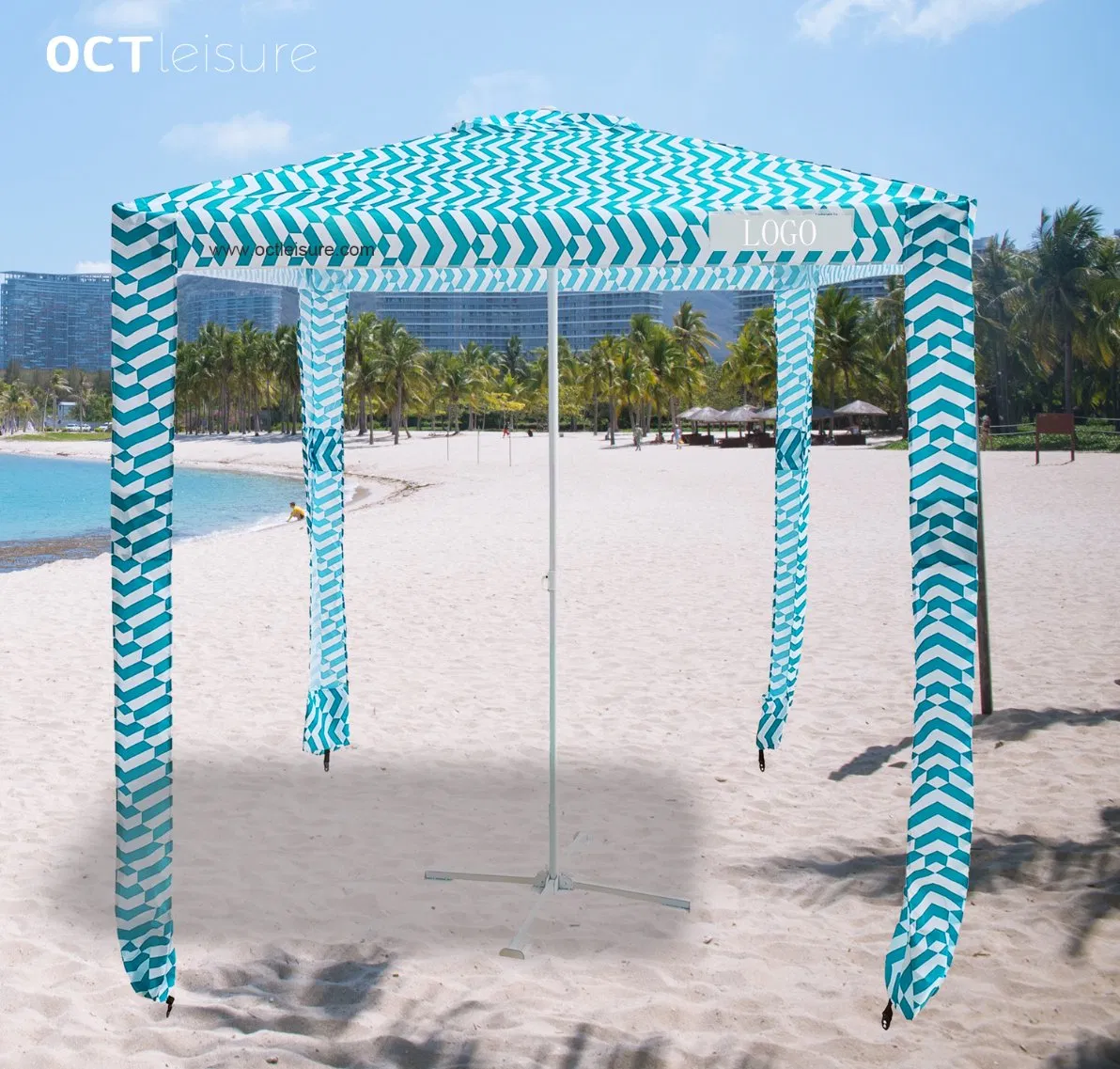 Square Shape Sun Block Beach Cabana with Stripe design (OCT-BUCA03)