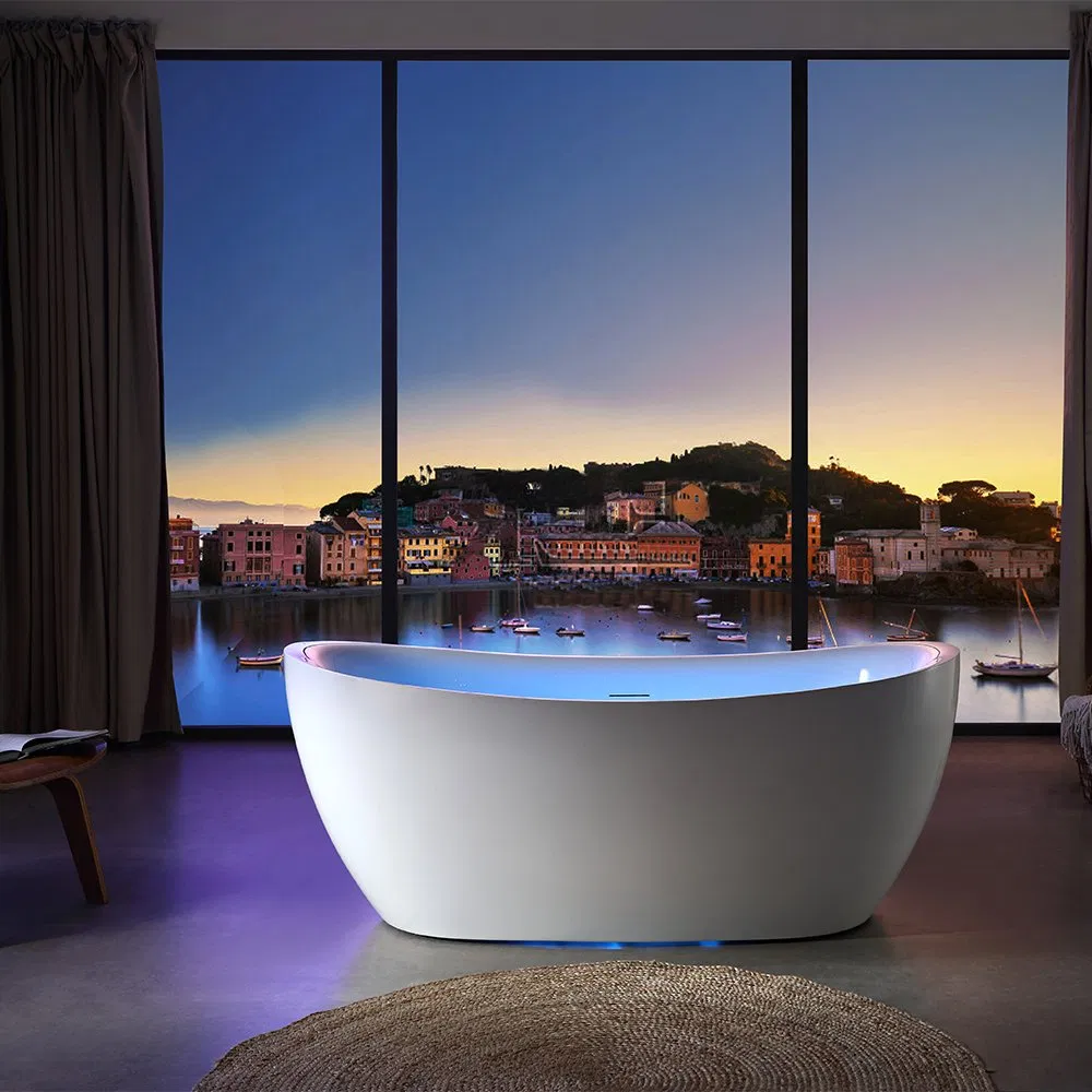 Акриловая ванна с подсветкой, прямоугольная, отдельностоящая