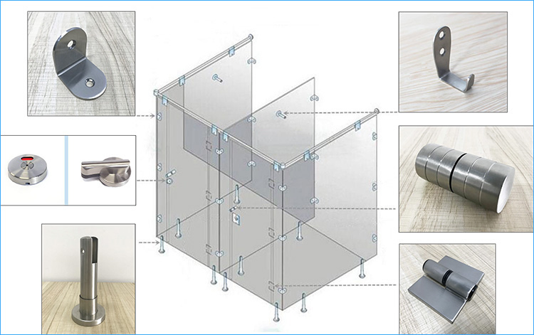 Ss 304 Adjustable Support Leg Door Lock Public Toilet Partition Accessories