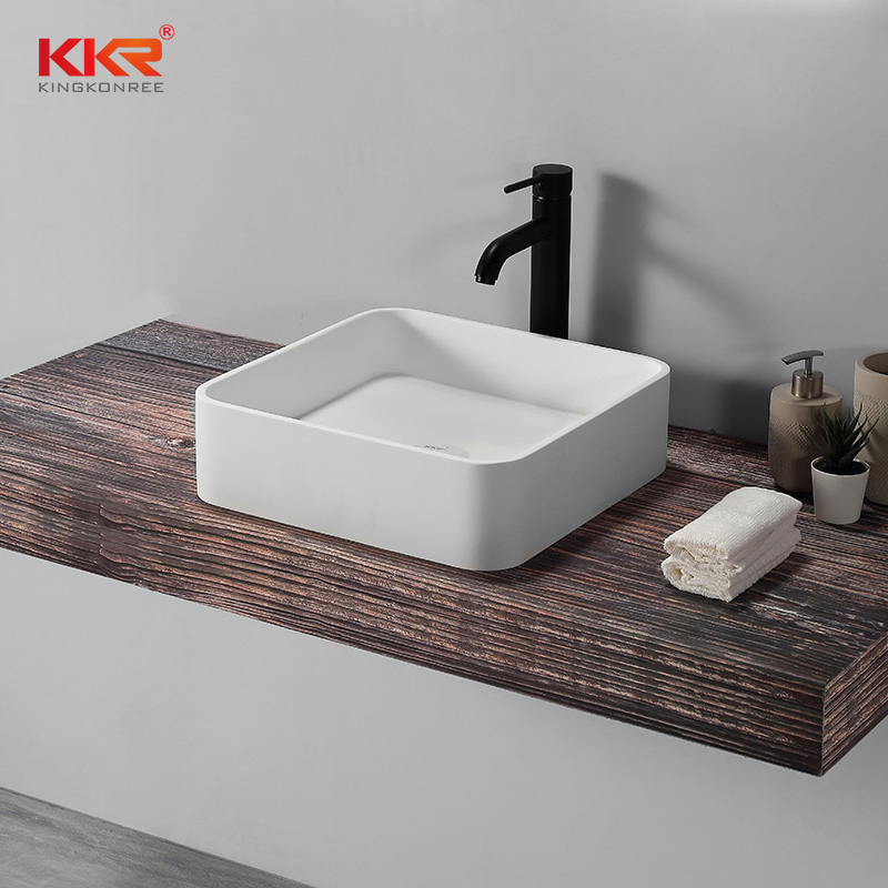 Modern Lavatory Resin Stone Bathroom Sink and Countertop Sink