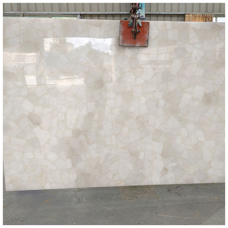 Translucent Pure White Crystal Slabs for Countertops and Tiles