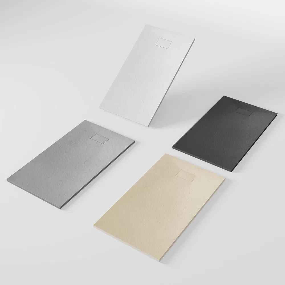 Mold-Resistant Matt Texture Surface Rectangle SMC Shower Tray with 304 Stainless Steel Drain Cover Plate