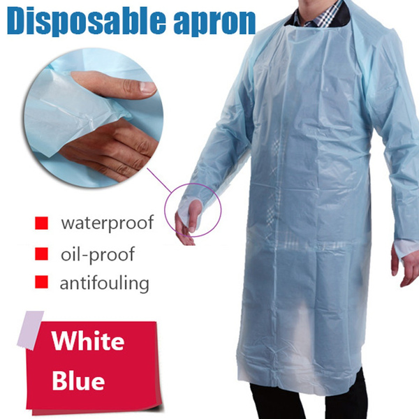 Disposable Personal Cleaning Plastic/Biodegradable Eco Plastic PE Coated Apron with Ties Embossed Surface