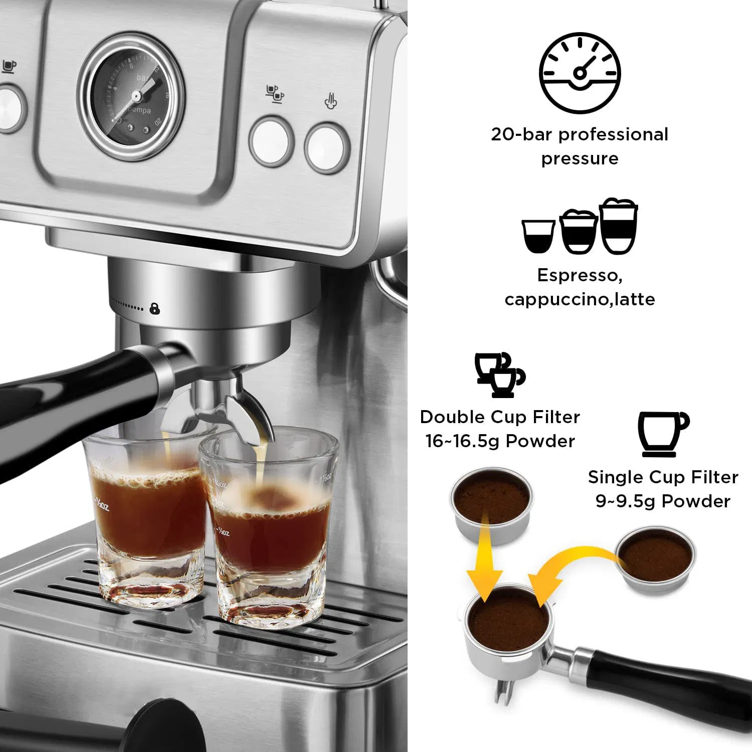 Em3210 Espresso Machine Ulka Pump with Press Gauge