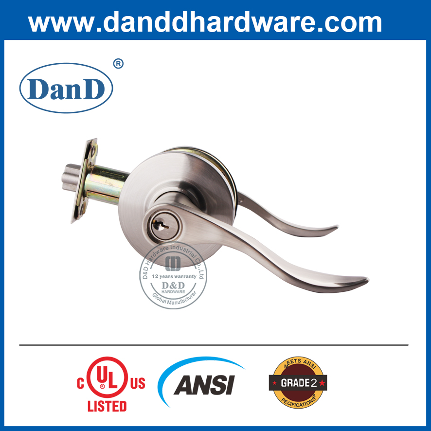 UL ANSI Grade 2 Door Furniture Ironmongery Zinc Alloy Fire Rated Handle Set American Standard Safety Cylinder Tubular Lever Lock