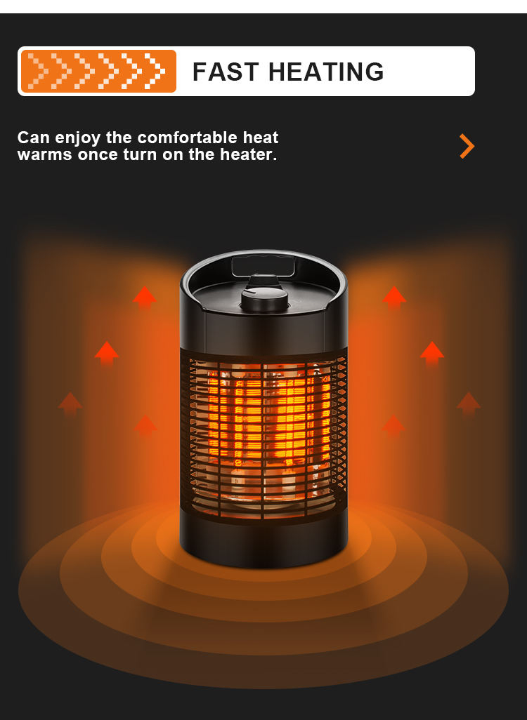 Portable Outdoor Mini Electric Space Infrared Heater Black Fashionable Adjustable Thermostat