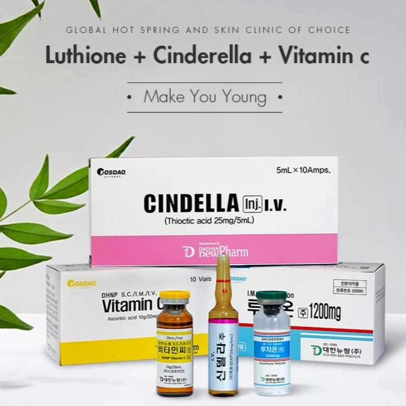 Korea High Quality Whitening Injection Glutathione Luthione1200mg Cinderella Vitamin C Serum for Skin Whitening