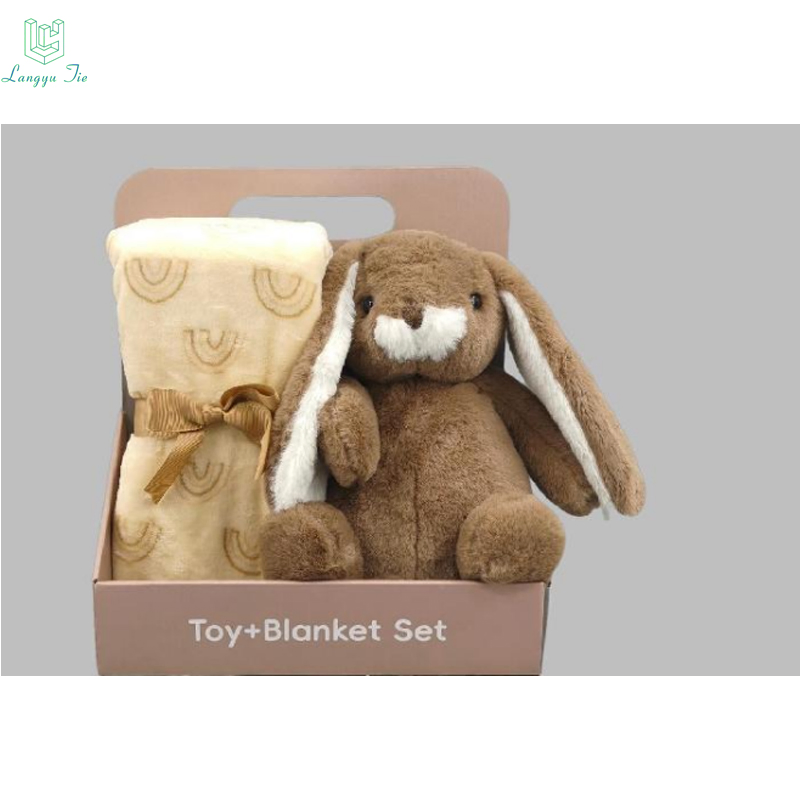 Wholesale Langyu Stuffed Animal Toys with Blanket Plush Dolls Kids Sleeping Blanket Cute Animal Doll Blanket Rabbit Blanket