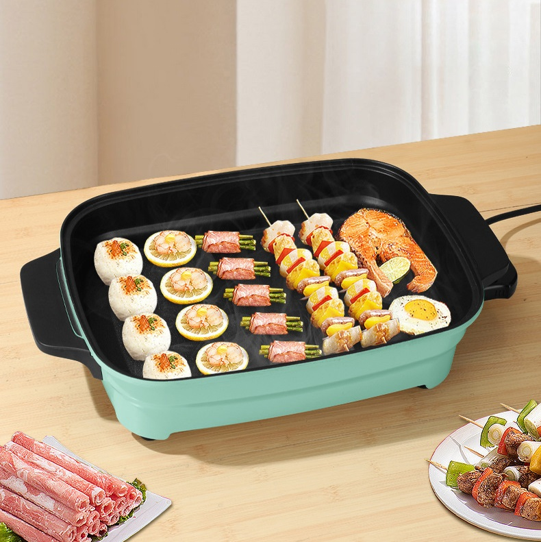 Electric Pot Cooking Steam Square Fish Frying Pan Omelet BBQ Hot Pot