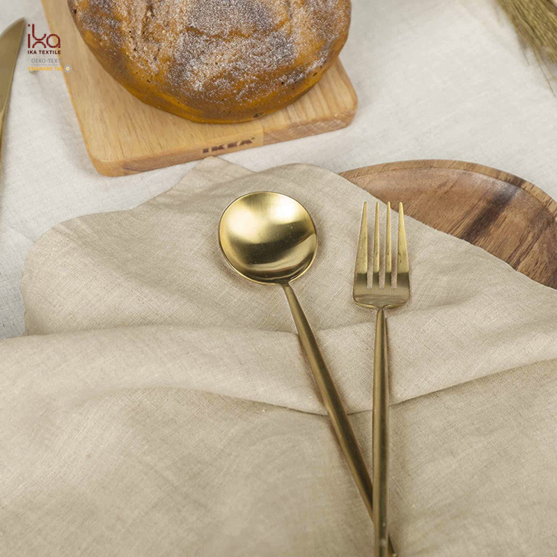 Decorative Natural Hot Sale Items Dinner Brown White Blue Color Printed Embroidered Custom Personalized Linen Napkin