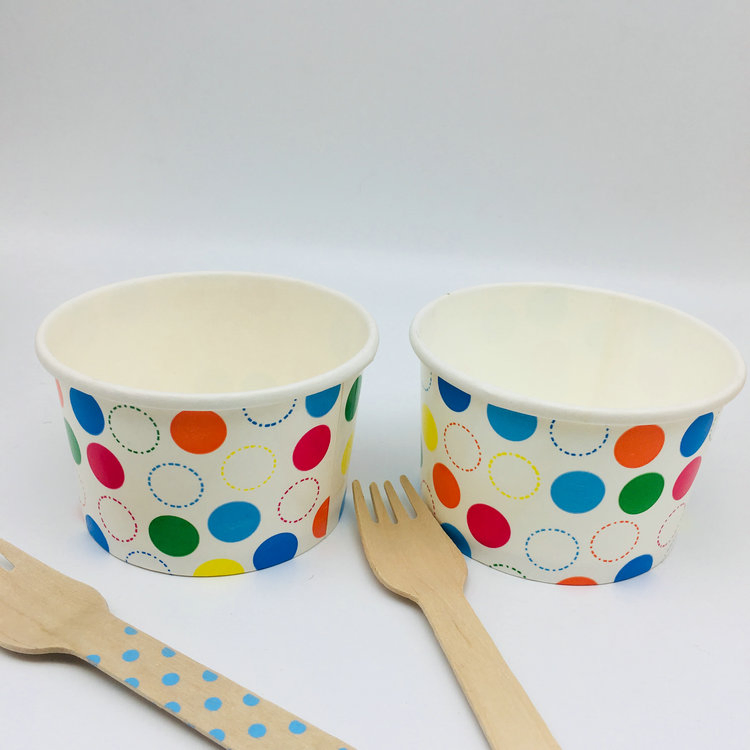 Customized Disposable 4oz-26oz Double PE Coated Paper Ice Cream Cup