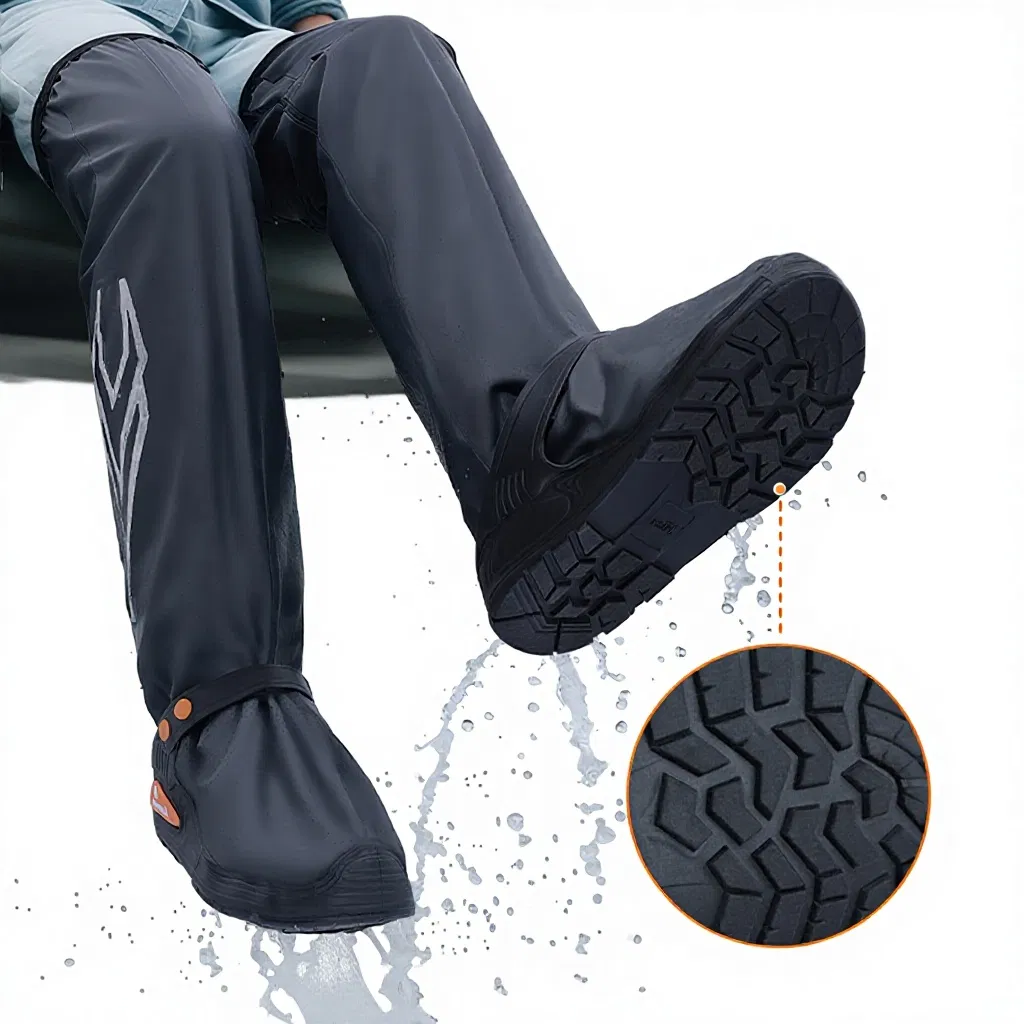 Fashion Waterproof Anti-Skid Plastic Shoes Reusable Motorcycle Cover Overshoe Rain Shoe Covers