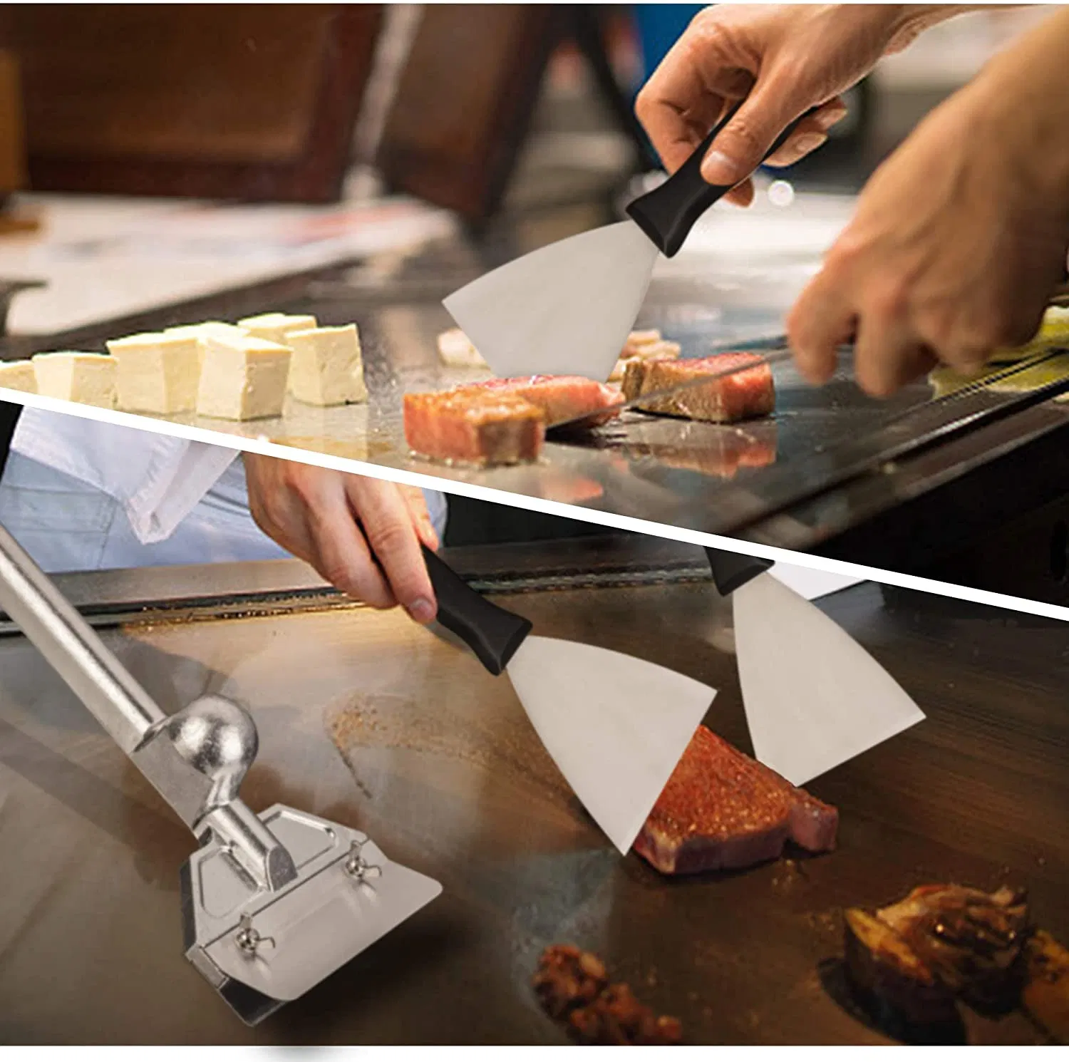 Commercial Manual BBQ Heavy Duty Griddle Scraper Aluminium Grill Scraper Cleaning Scraper