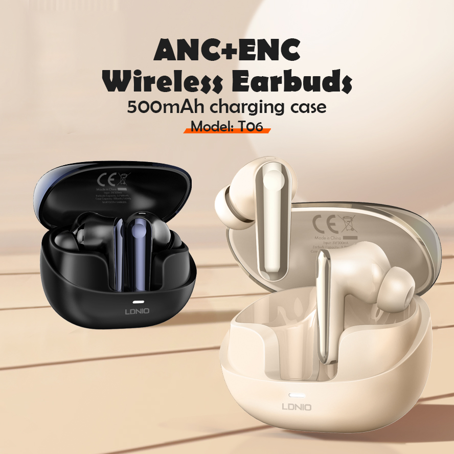 Ldnio T06 Anc Bluetooth V5.3, 500mAh Battery Case Wireless Earphones