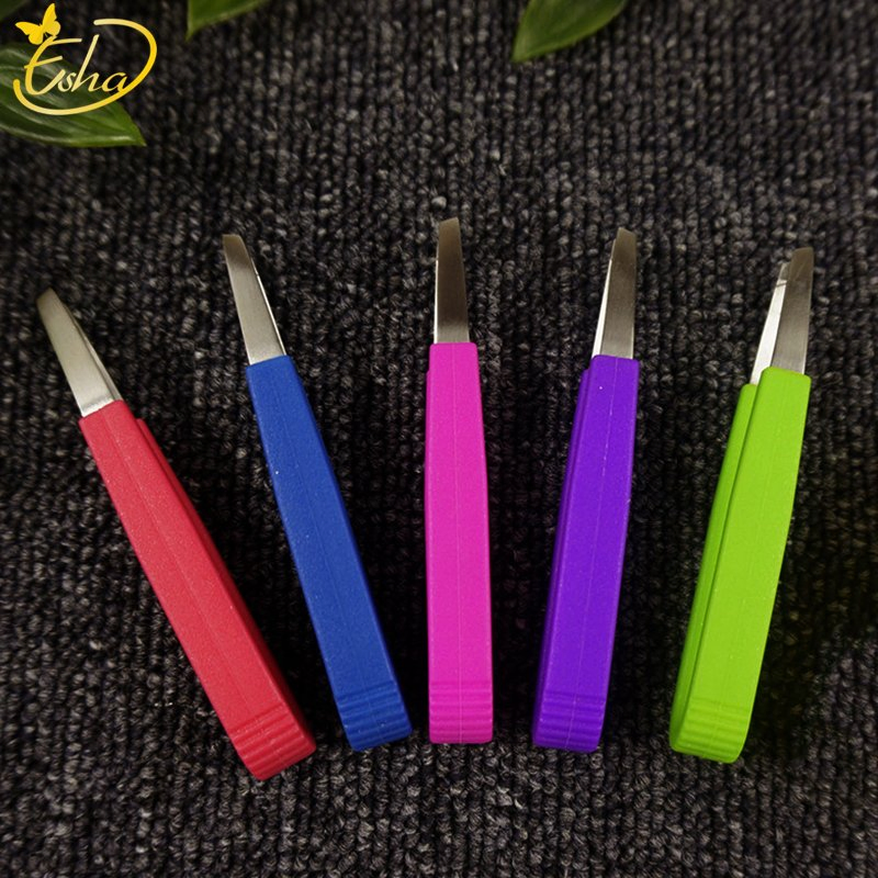 Hair Removal Stainless Steel Silicone Slanted Eyebrow Tweezers