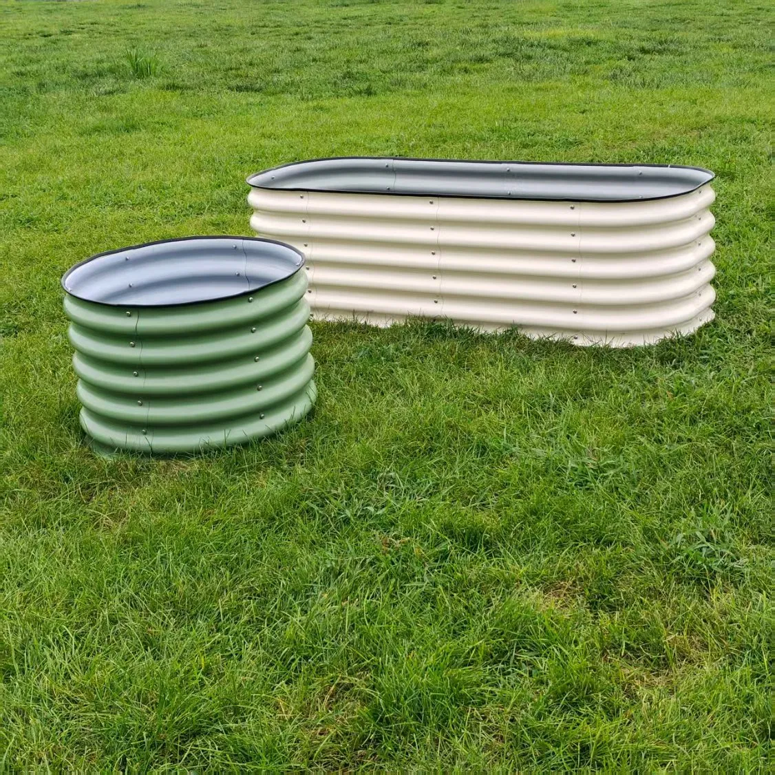 82-Raised Garden Bed Outdoor Raised Bed O-6.5FT*2FT*32in Steel PVDF Planter Box Oval Large Metal Planter Raised Container