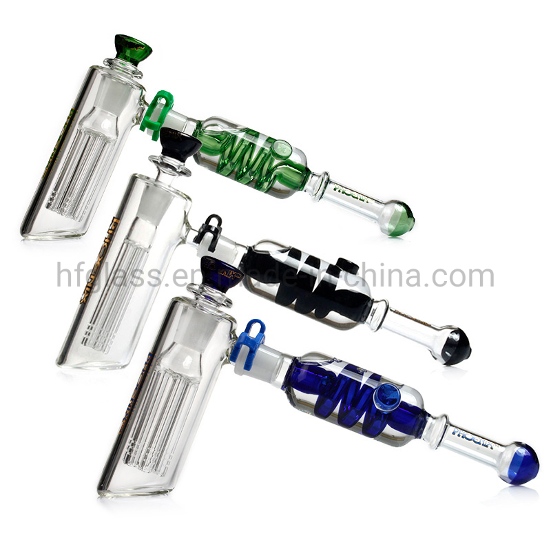 Phoenix Freezable Coil Hammer Bubbler 6 Arms Tree Perc Glycerin Glass Smoking Pipe Wholesale