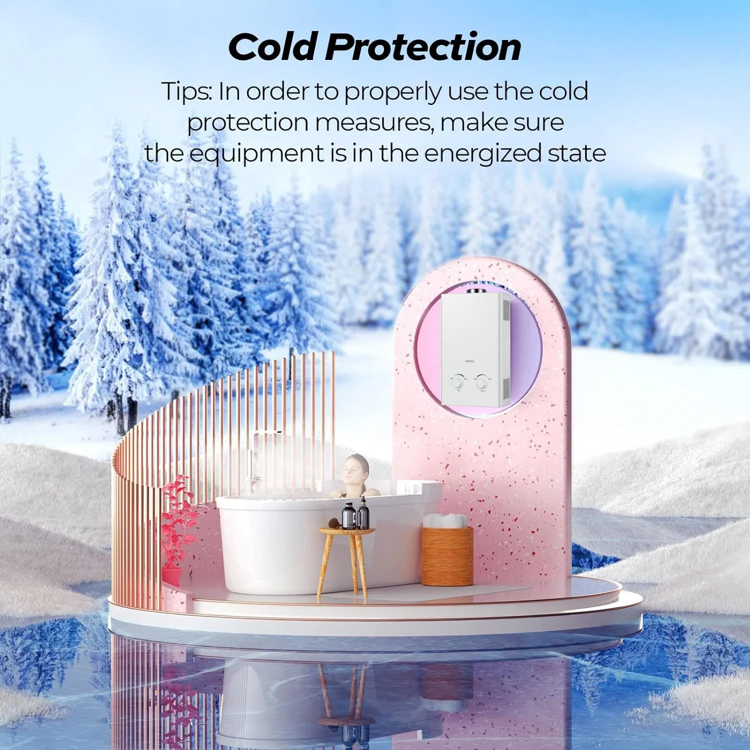 High Capacity Outdoor Tankless Water Heater for Camping with Pulse Electronic Ignition