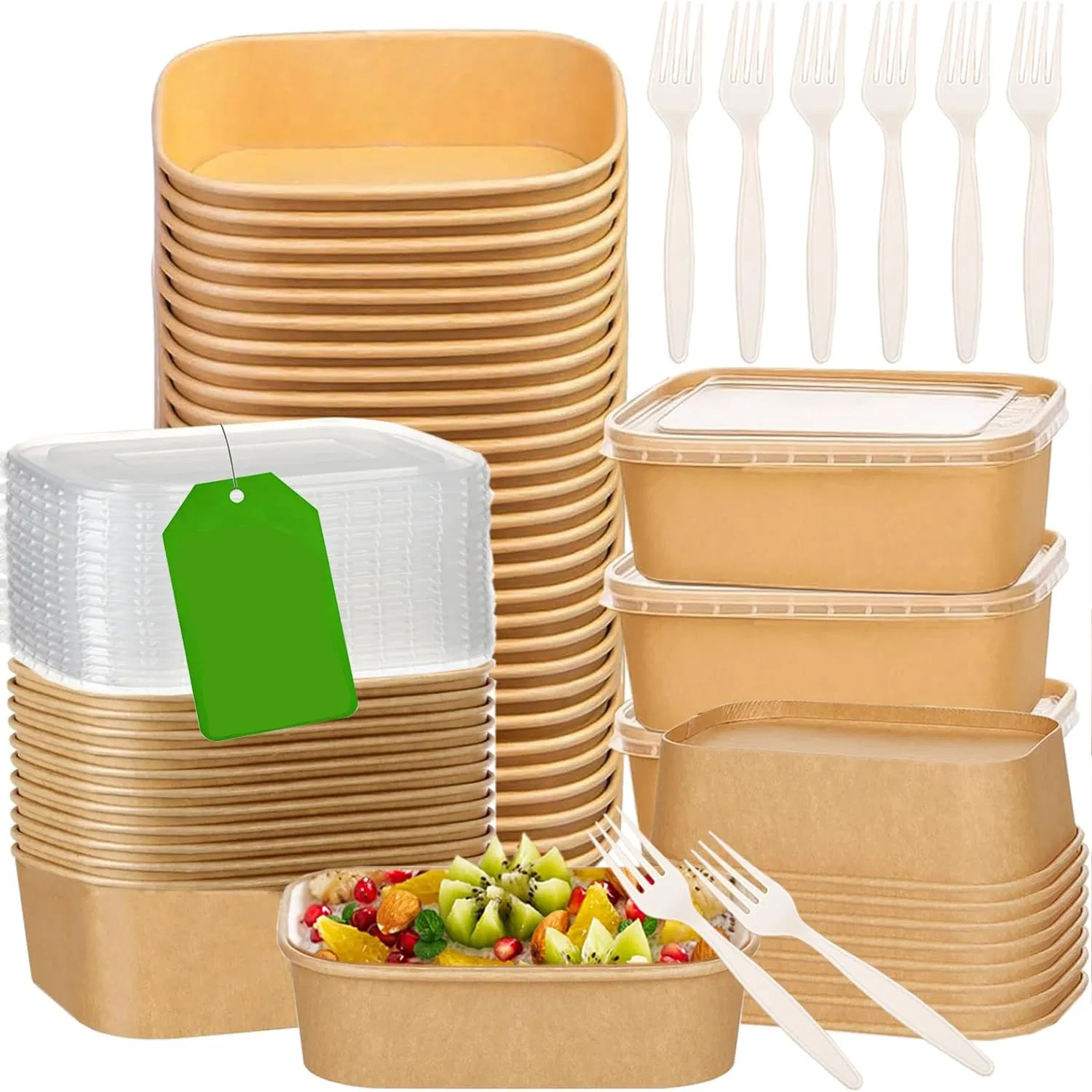 Biodegradable Eco-Friendly Disposable Kraft Paper Salad Bowl for Healthy Food Packaging