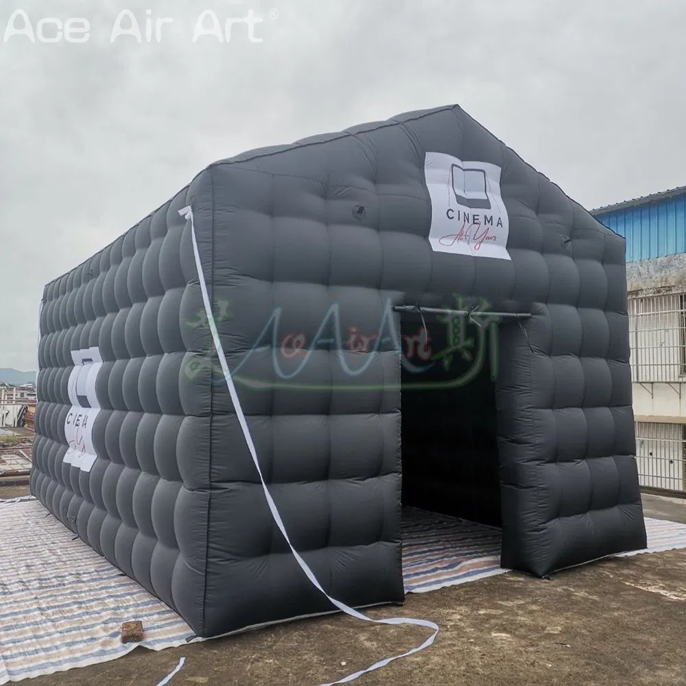 6*4*3.6m H Inflatable Cube Projection Tent Movie House with White Screen Advertising Event Party Tent
