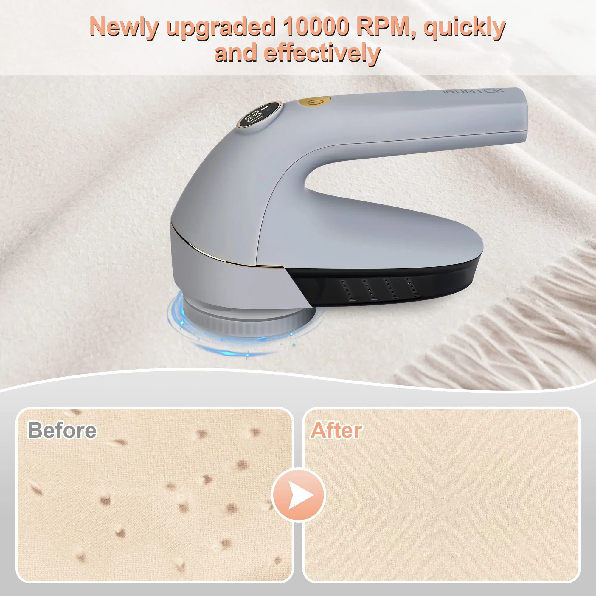 Extra 1-Mesh 3-Blades 2-Speeds Electric Fabric Shaver Rechargeable Clothes Lint Remover