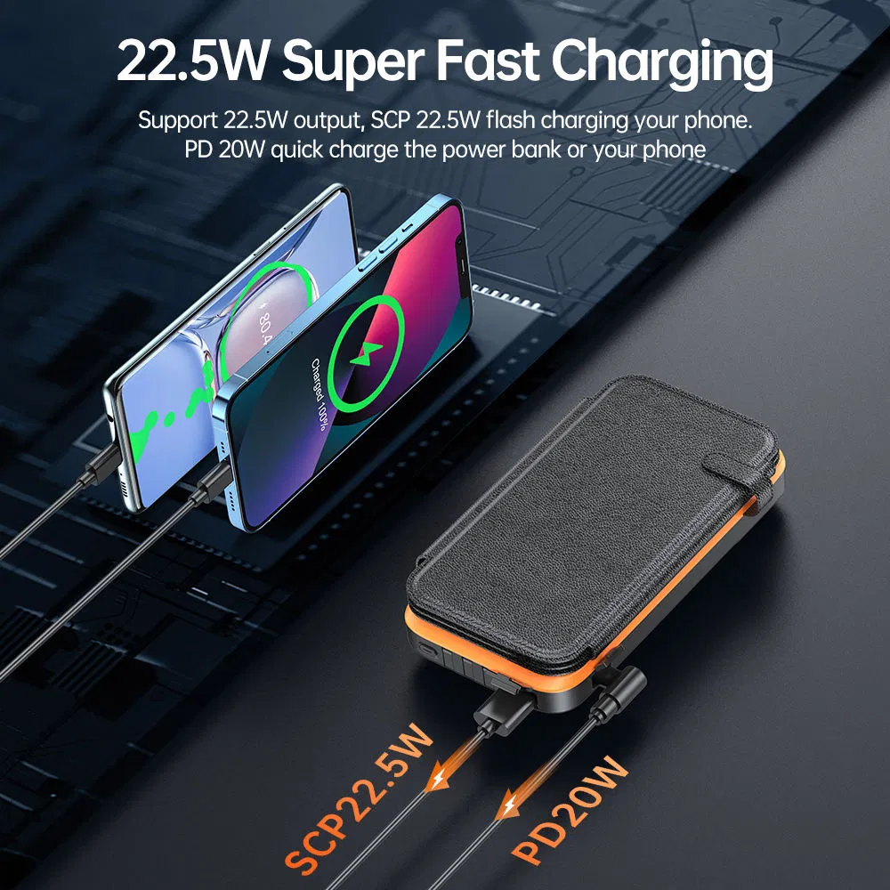 Внешний аккумулятор 20000mAh с солнечной панелью и быстрой зарядкой PD 20W
