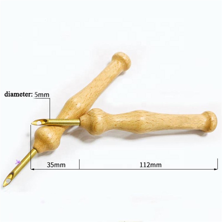 Bamboo Wood Embroidery Wood Punch Needle Rug Hooking Tool