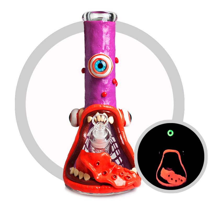 Hot Sell Phoenix Wholesale 7mm Big Beaker Thick Heavy 3D Hand Painting Monster Glass Shisha Hookah Smoking Water Pipe