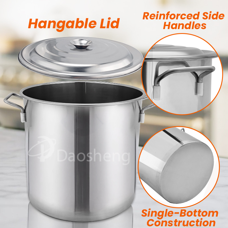 Daosheng Factory Direct Sale Restaurant Kitchen Pots and Pans Sets Commercial Cooking Soup Bucket Stainless Steel Soup Stock Pot