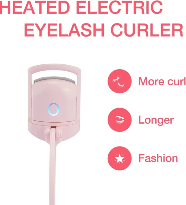 Heated Eyelash Curler Electric Eyelash Curlers USB Rechargeable Eye Lash Curler with Comb Heating Eye Lashes for Long Lasting