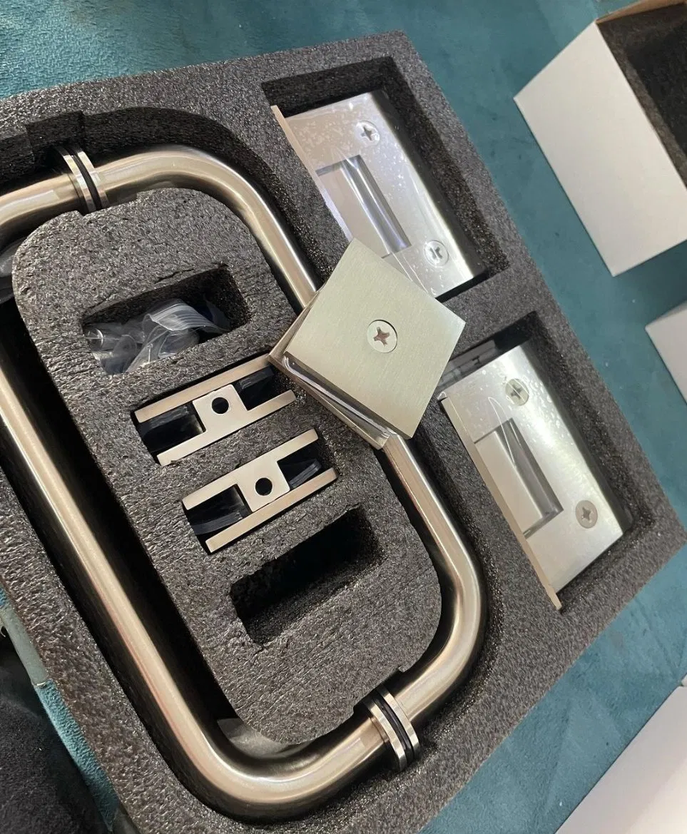 H Plate Shower Hinge U Bracket Shower Door Whole Kit in Brushed Nickel