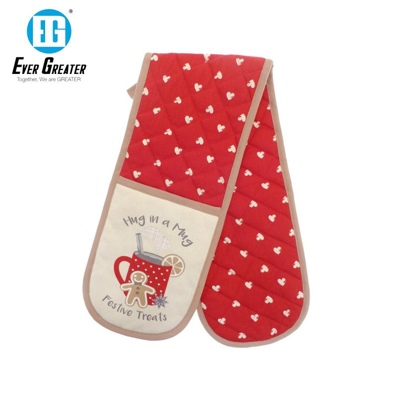 Premium Custom Cotton Christmas Oven Mitts Heat-Resistant Personalized Oven Mitts Set