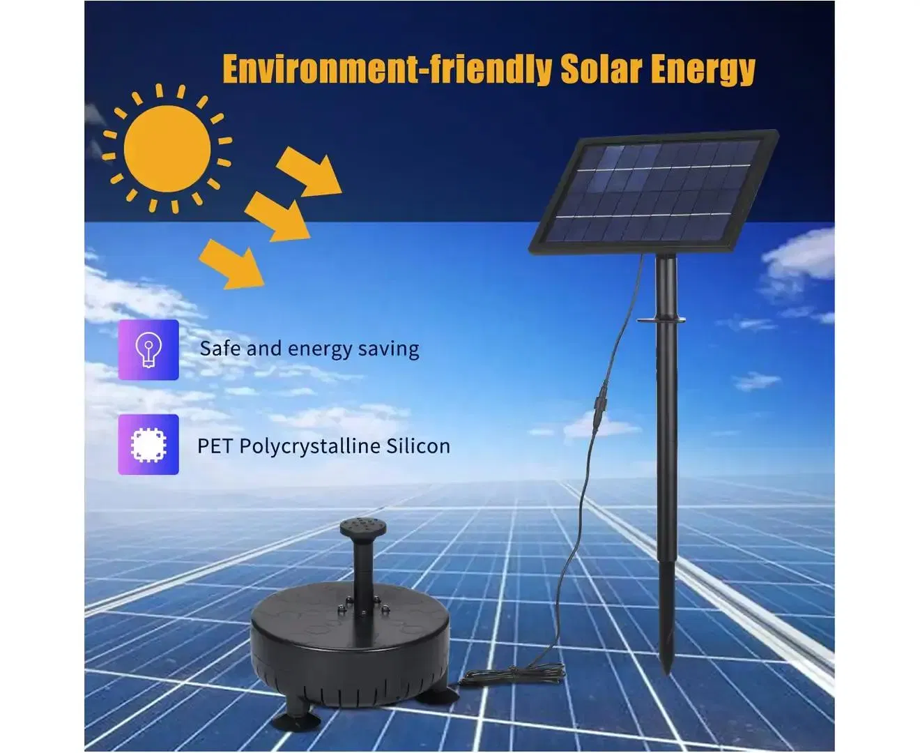 Battery Backup Outdoor Mini Solar Fountain Pump with LED for Bird Bath Pool Garden Decoration Pond Solar Water Pump Kit