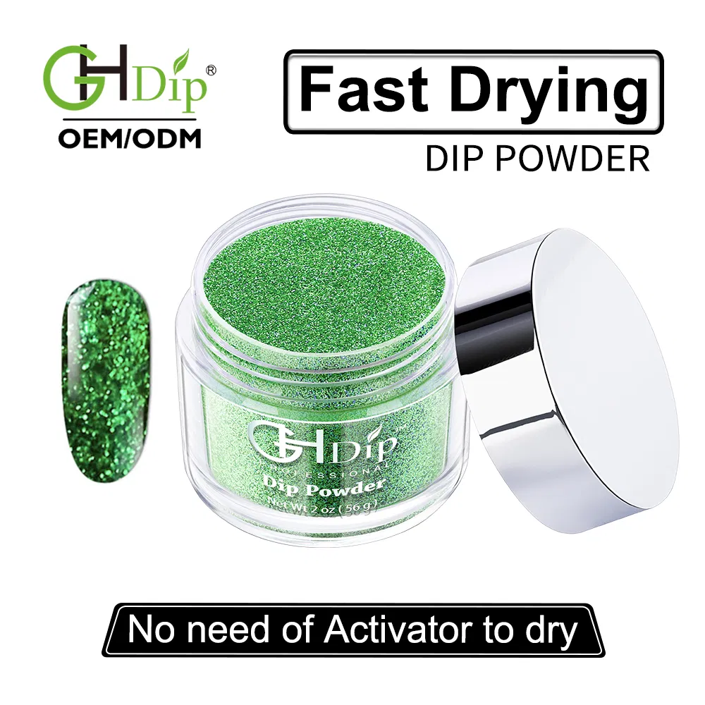 Green Color Glitter Nail Acrylic Dipping Powder 2oz